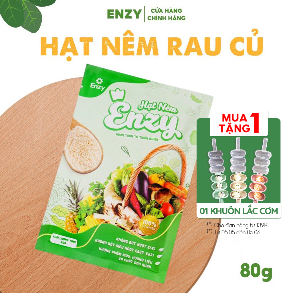 Hạt Nêm Rau Củ Enzy, Hạt Nêm Chay, Không Bột Ngọt, Hữu Cơ 1 gói 80gr