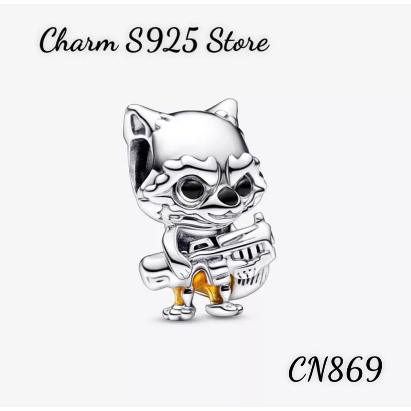CHARM PAN ALE MARVEL ROCKET RACCOON BẠC S925 THUẦN KHIẾT HÀNG CAO CẤP