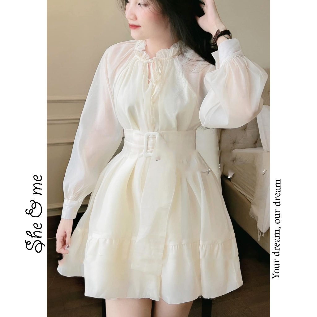 (Có Video/Sẵn) Tea Dress_Đầm Nữ Váy Babydoll Nữ Voan Kiếng Kèm Thắt Lưng Váy Nữ Đầm Babydoll (ảnh thật ở cuối)