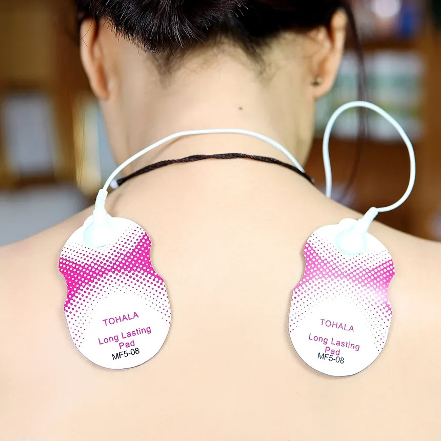 Dây massage xung điện 4 đầu cắm - Phụ kiện dùng cho máy massage cầm tay, máy massage điện xung