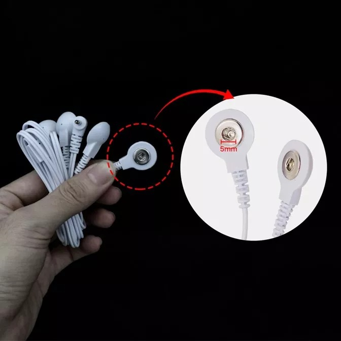 Dây massage xung điện 4 đầu cắm - Phụ kiện dùng cho máy massage cầm tay, máy massage điện xung