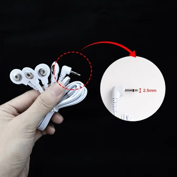 Dây massage xung điện 4 đầu cắm - Phụ kiện dùng cho máy massage cầm tay, máy massage điện xung