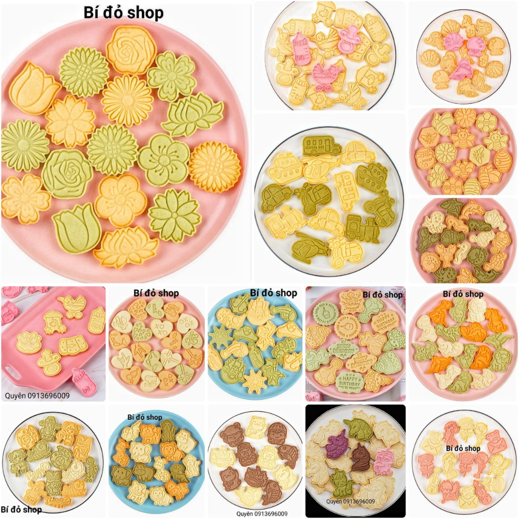 Album Bộ khuôn nhấn bánh quy bánh qui bánh cutter cookies 3D bằng nhựa - BÍ ĐỎ SHOP dụng cụ làm bánh