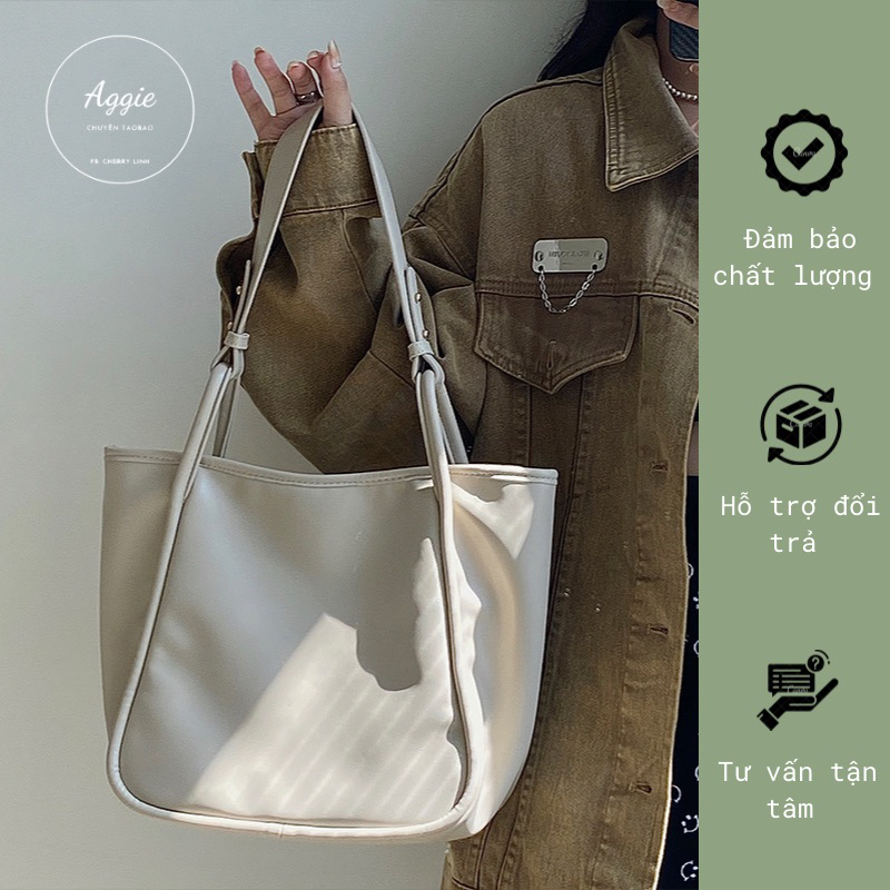 (Có sẵn kèm ảnh thật) - Túi Xách Nữ Túi Xách Tote Da Mềm Thời Trang Đơn Giản Cho Nữ - Aggie House