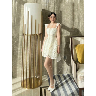 Đầm cúp ngực ren họa tiết bướm tay cánh tiên