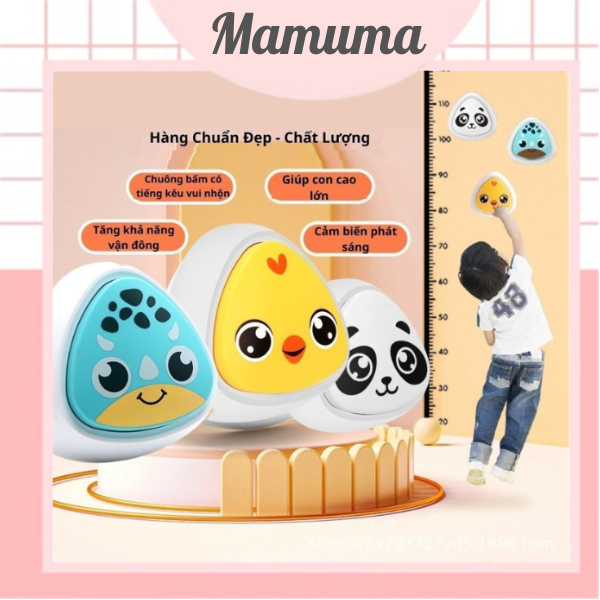 Bộ đồ chơi chuông bấm máy chạm nhảy ĐẾM TIẾNG VIỆT / TIẾNG ANH thử thách tăng chiều cao (kèm pin) và decal cho bé Mamuma