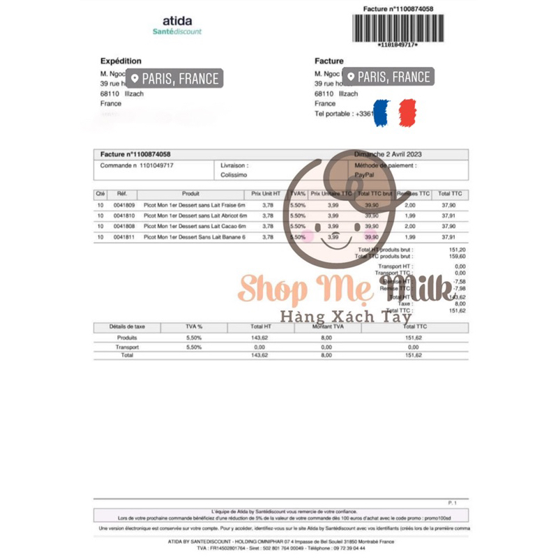 Sữa chua dừa Bledina cho bé dị ứng đạm bò & bdn Lactose 🥥🍌🛒Hàng air Pháp tặng quà 🎁