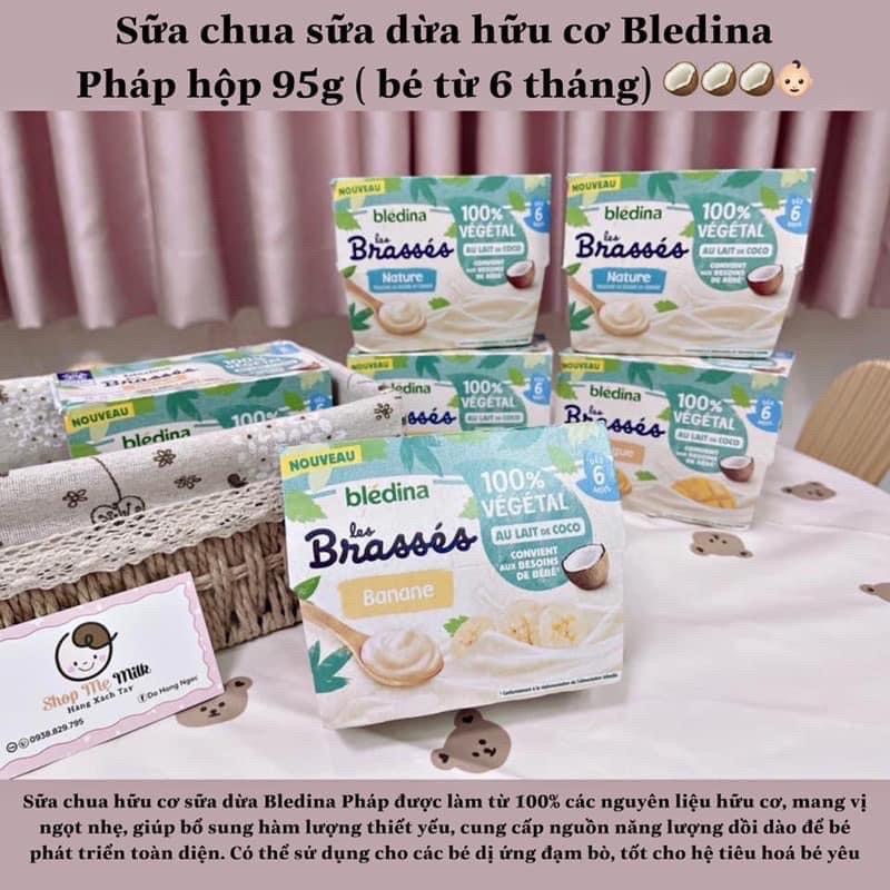 Sữa chua dừa Bledina cho bé dị ứng đạm bò & bdn Lactose 🥥🍌🛒Hàng air Pháp tặng quà 🎁