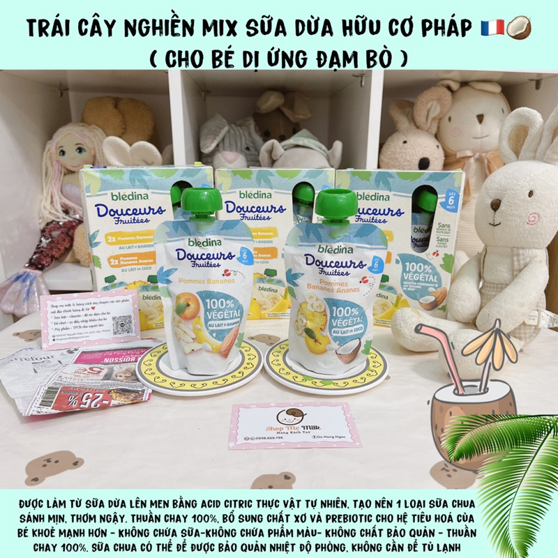 Sữa chua dừa Bledina cho bé dị ứng đạm bò & bdn Lactose 🥥🍌🛒Hàng air Pháp tặng quà 🎁