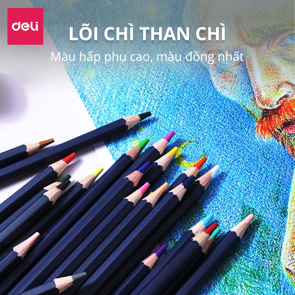 Bút Chì Màu Gốc Dầu Cao Cấp Hộp Thiếc Finenolo Deli - Phù Hợp Vẽ Thiết Kế Phác Họa Tô Màu Truyện Tranh Hoạ Cụ