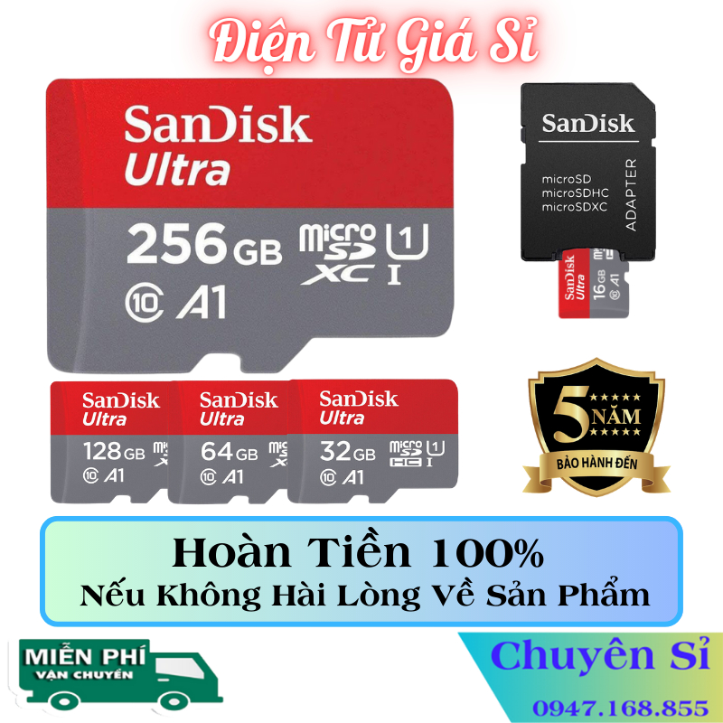Thẻ nhớ sandisk 64GB /32Gb /16GB /8GB dùng điện thoại máy ảnh - Thẻ nhớ 64Gb Sandisk Class 10 Ultra 667x 100MB/s | Bảo H