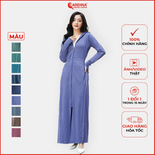 Áo chống nắng nữ CARDINA  toàn thân 2 lớp dáng dài chất thun lạnh làm mát cao cấp Nhật bản viền thể thao áo khoác có mũ