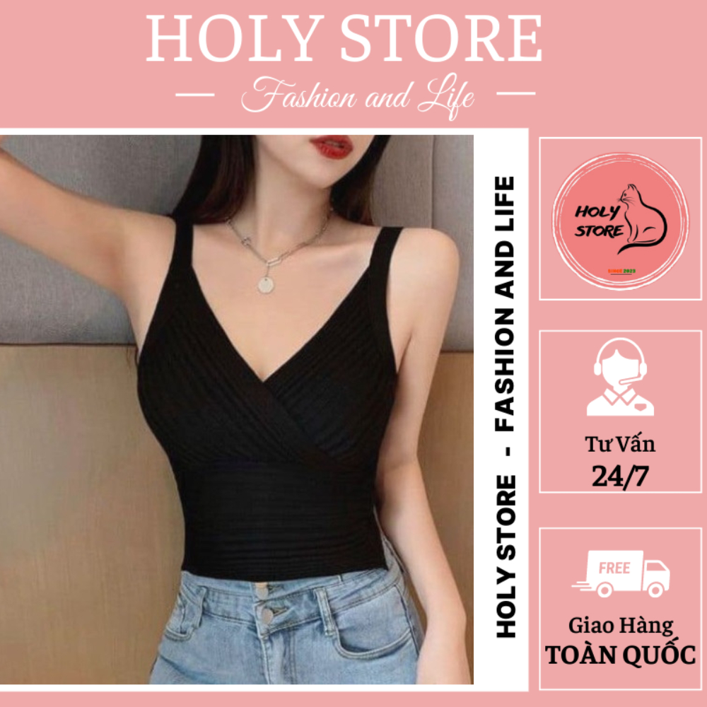 Áo Croptop Dệt Kim Tay Ngắn Cổ Chữ V Màu Trơn Phong Cách Hàn Quốc - Áo Hai Dây Hở Eo Nữ Cổ Chữ V Quyến Rũ Thời Trang