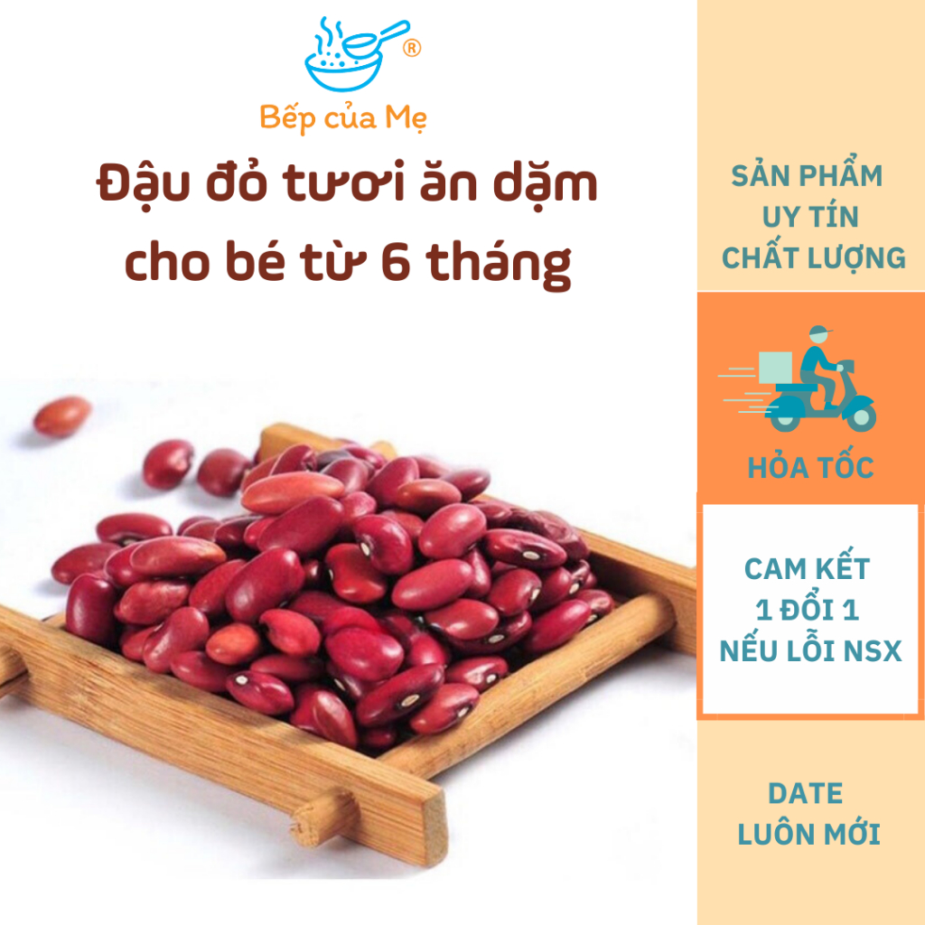 Đậu đỏ tươi đã bóc vỏ nấu ăn dặm cho bé từ 6 tháng, gói 20g, Shop Bếp Của Mẹ