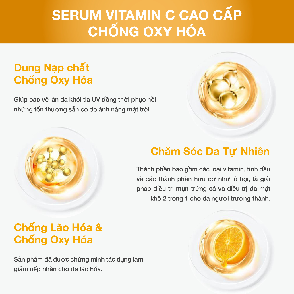 Tinh chất dưỡng da NUSPA Vitamin C Serum 31% hữu cơ giúp giảm thâm sáng da 30ml/60ml