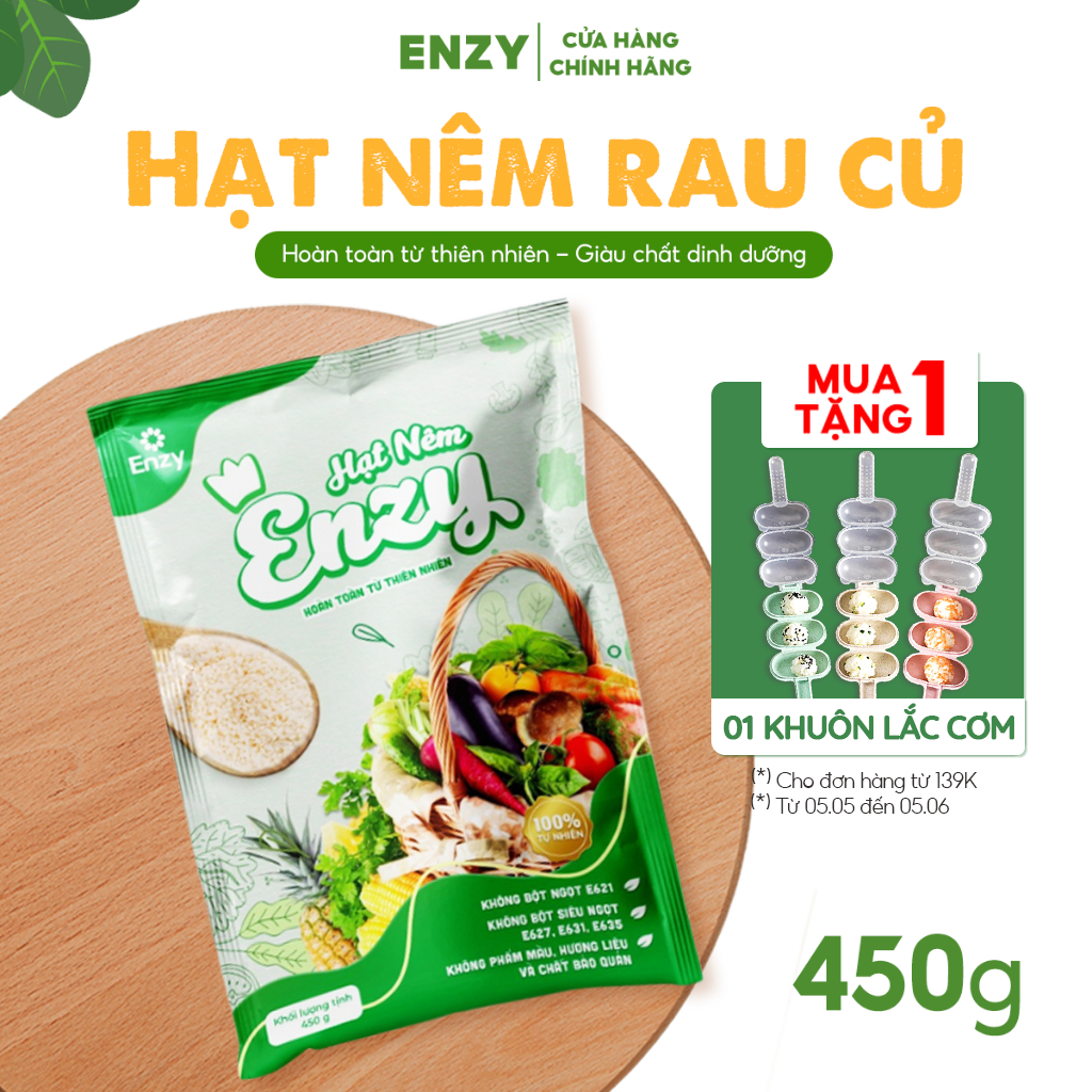 Hạt Nêm Chay Rau Củ Enzy Food, Không Bột Ngọt Gói 450g