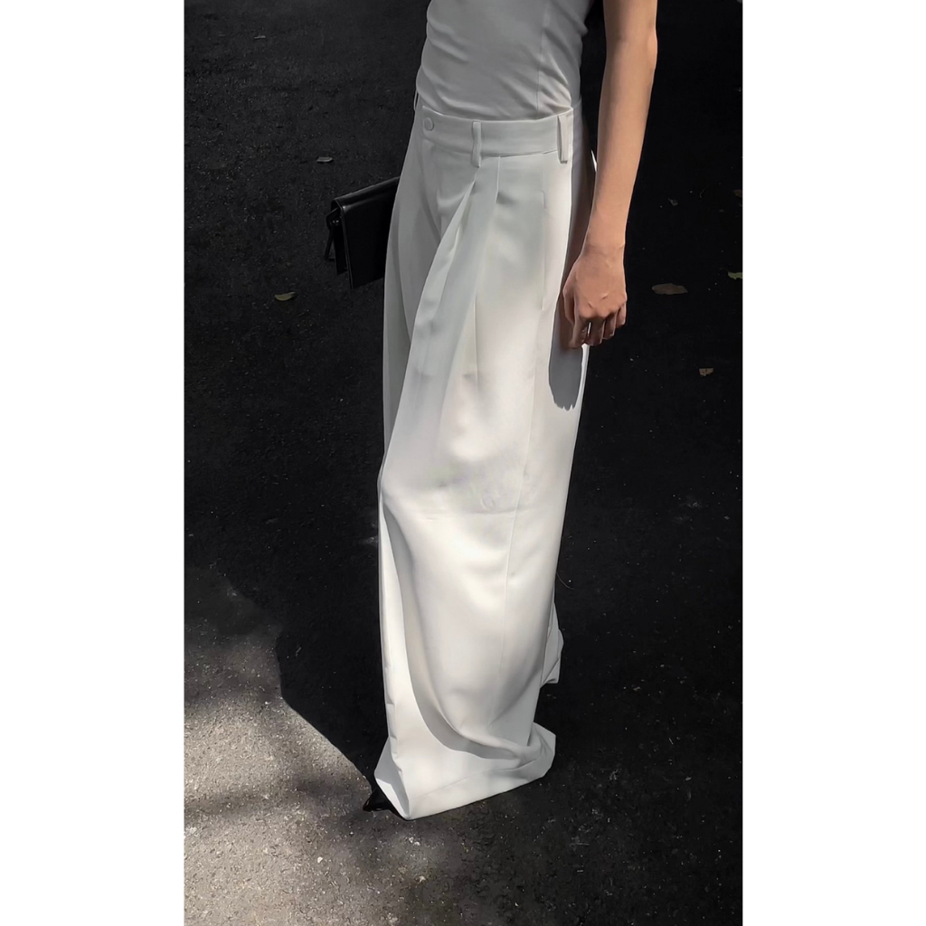 Quần dáng suông  xếp ly - ASPIRIN WIDE LEG TROUSER - WHITE
