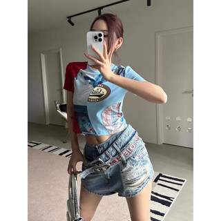 Áo thun croptop coton họa tiết in pha màu QCL1 LuciKShop AT0028