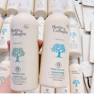 Dầu Gội Cặp Biotin Collagen - Dầu Gội Đầu Ngăn Ngừa Rụng Tóc Phục Hồi Hư Tổn 1000ml