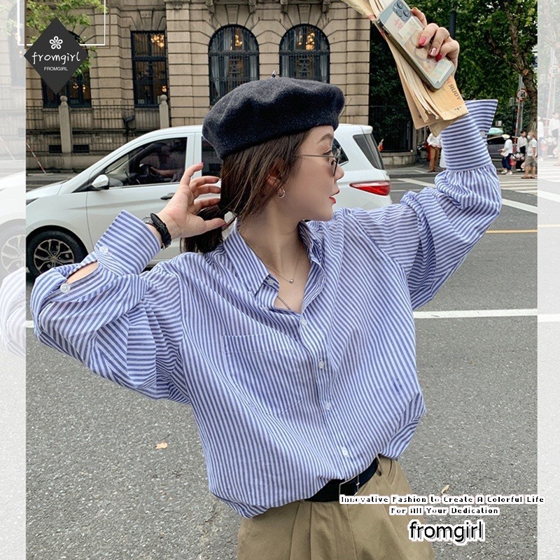 áo sơ mi dài tay dáng rộng kẻ sọc dọc kiểu dáng Hàn Quốc trẻ trung A46 SUTANO | BigBuy360 - bigbuy360.vn