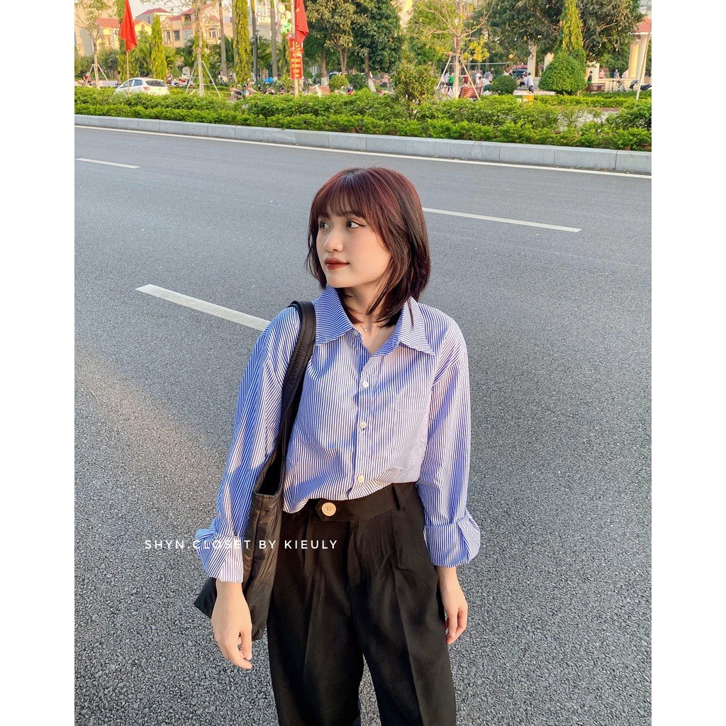 áo sơ mi dài tay dáng rộng kẻ sọc dọc kiểu dáng Hàn Quốc trẻ trung A46 SUTANO | BigBuy360 - bigbuy360.vn