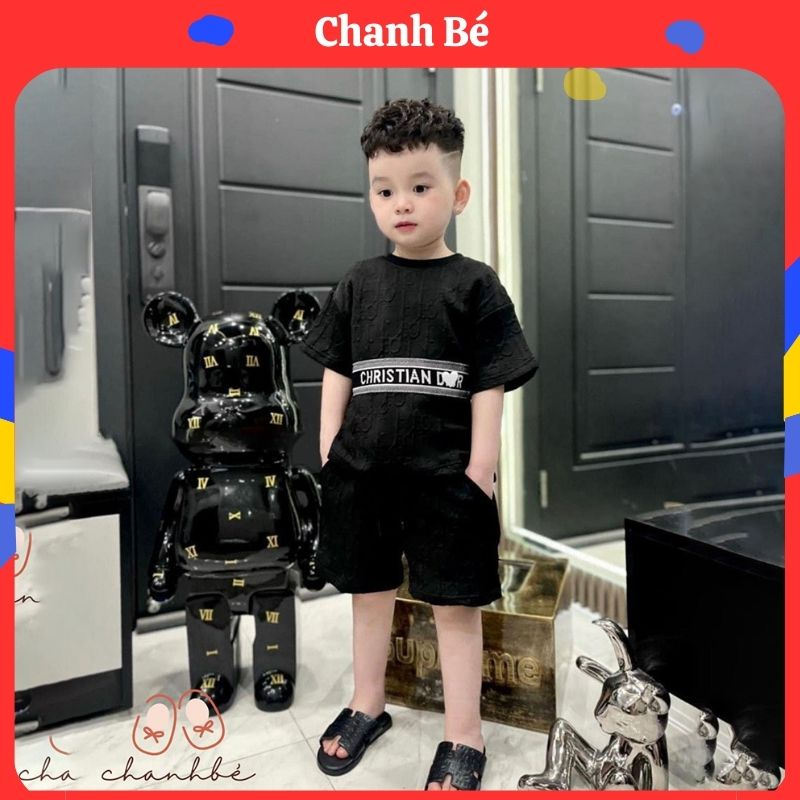 Bộ đồ bé trai dior 8-35kg bộ cộc màu đen phong cách Hàn Quốc cho bé mặc đi chơi siêu chất và sang B181