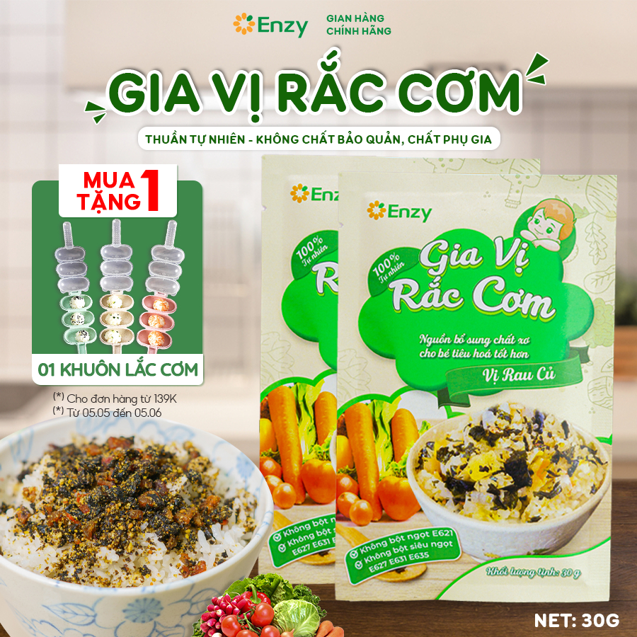 Gia Vị Rắc Cơm Cho Bé Biếng Ăn, Gia Vị Rắc Cơm Vị Rau Củ Enzy, Thực Phẩm Bổ Sung Tăng Cân, Tăng Chiều Cao, Gói 30g