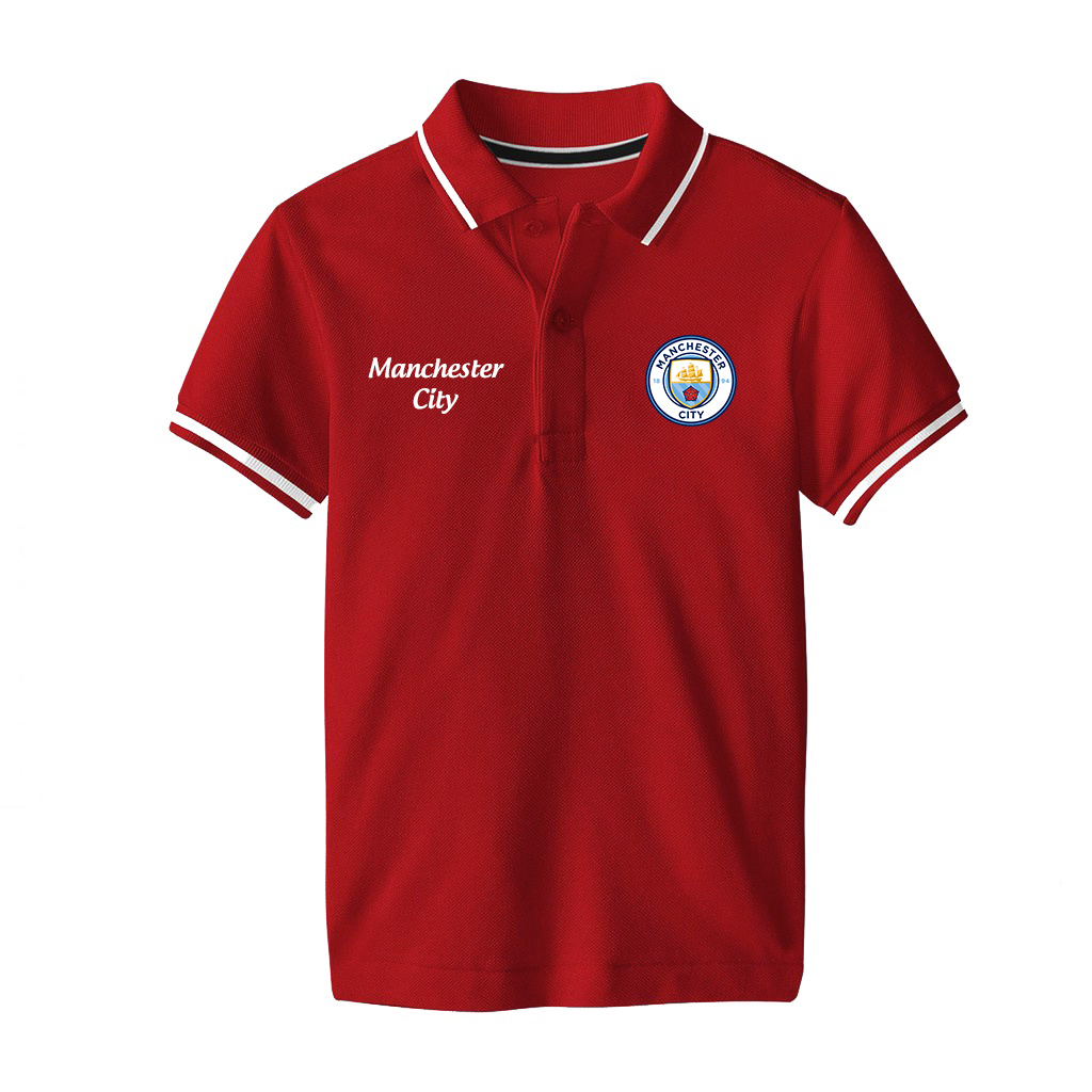 Áo thể thao polo cổ bẻ clb Manchester City vải cá sấu chuẩn form phối sọc viền tay thoáng mát trẻ trung năng động