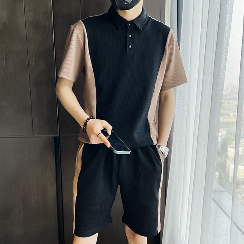 Bộ quần áo nam nữ cổ polo phong cách Hàn Quốc, Set đồ thể thao cổ bẻ Unisex Mùa hè ngắn tay có cổ vải tổ ong cao cấp