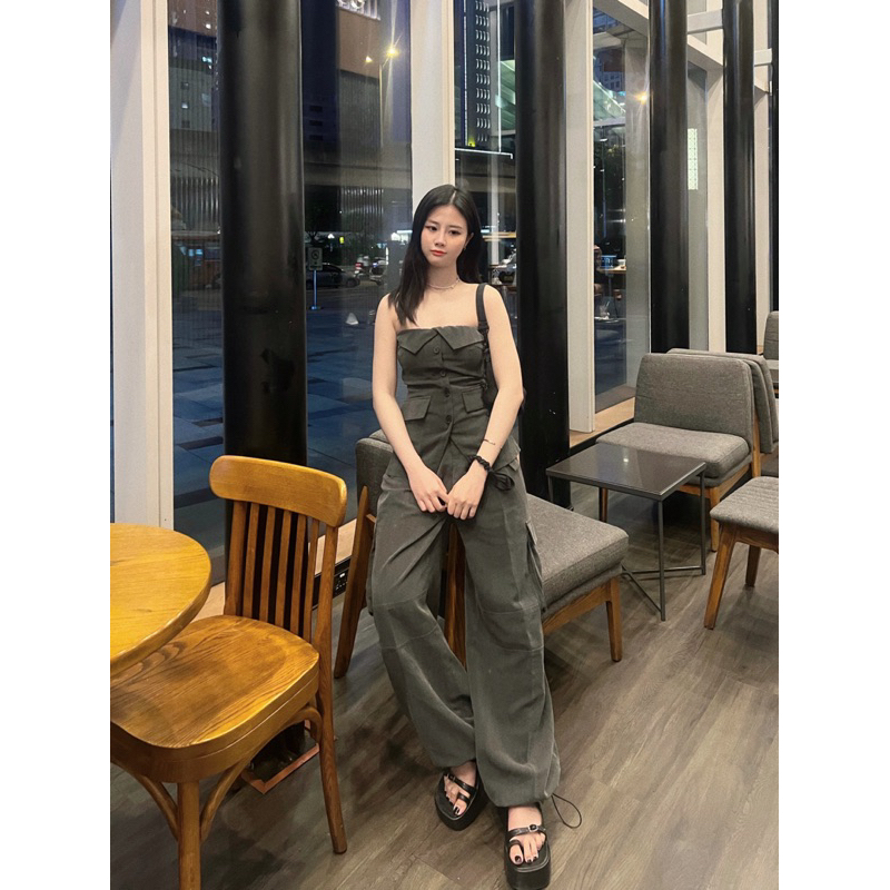 SET ÁO QUÂY + QUẦN TÚI HỘP XÁM