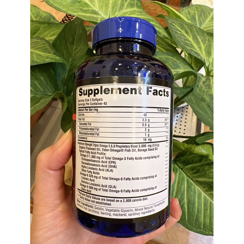 Triple omega 369 maximum 120 viên Puritan Mỹ