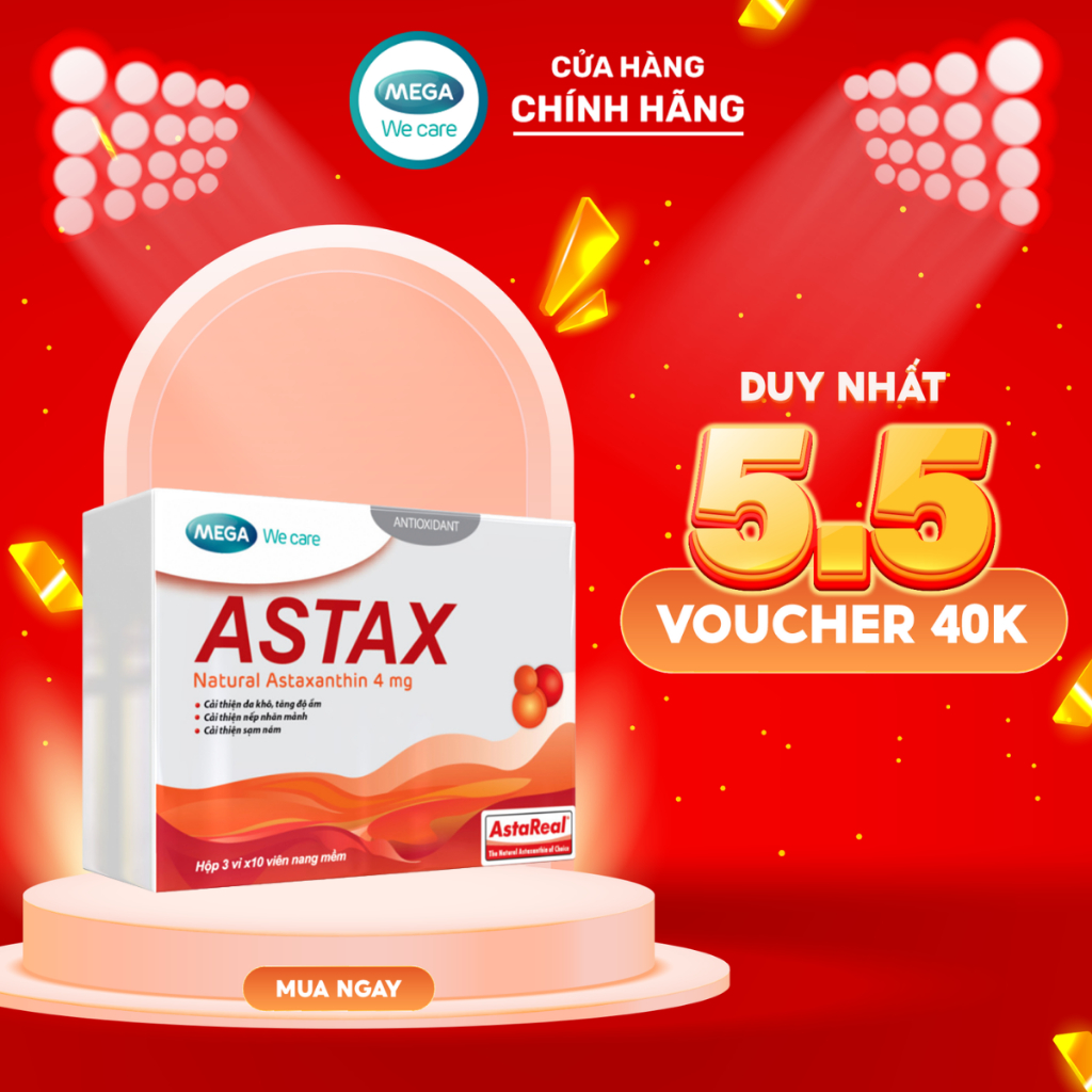- ASTAX Mega We Care (Hộp/3 vỉ x 10 viên) - Viên Uống Giúp Cải Thiện Tình Trạng Khô Da, Sạm, Nám