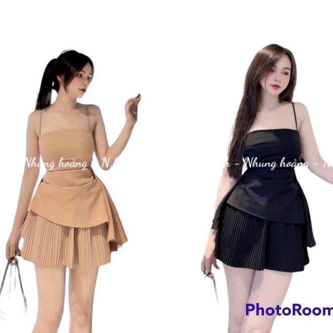 sét váy nữ tiểu thư chân váy xếp ly mặc đi chơi du lịch dạo phố