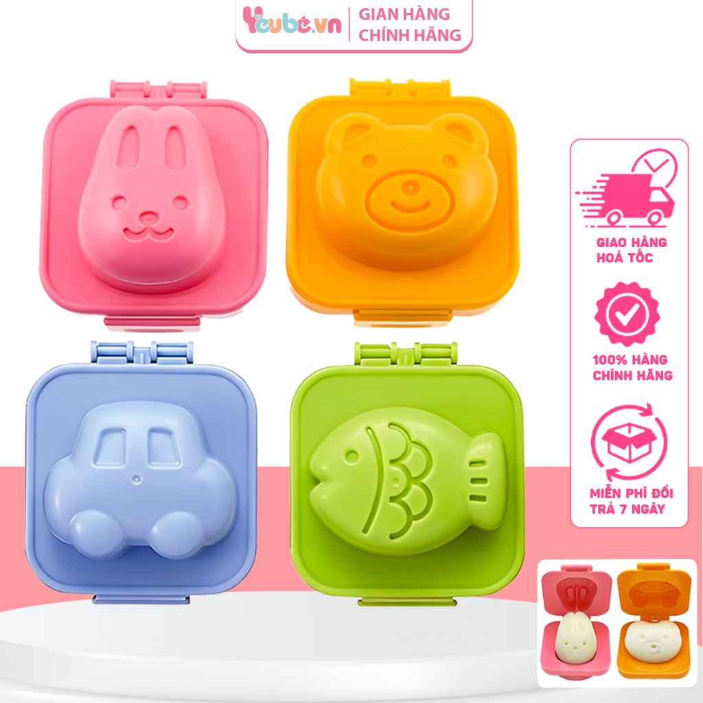 Khuôn Bento YEUBEVN Tạo Hình Cơm, Ép Trứng, Làm Bánh Cho Bé Ăn Dặm Nhiều Hình Dễ Thương Set 2 Khuôn