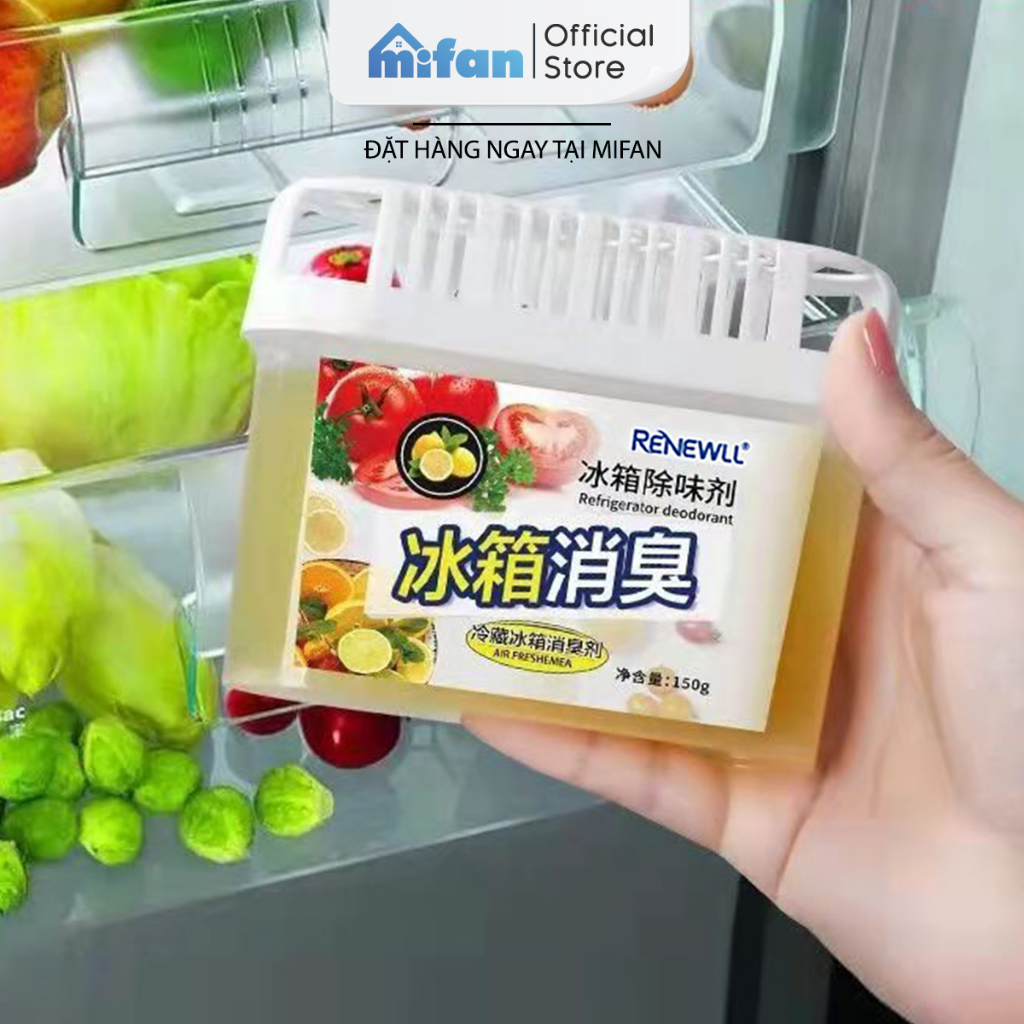 Hộp gel khử mùi tủ lạnh hương chanh Mifan Renewll 150gr - Diệt khuẩn 99%, đánh bay khí hôi khó chịu - Hút ẩm bảo quản