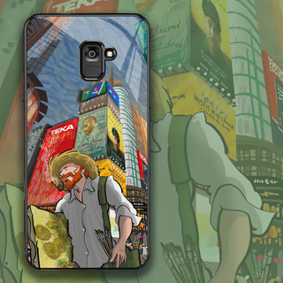 Ốp lưng samsung galaxy a6, j6,a8, a8 plus mặt kính sáng bóng, hình tranh van gogh