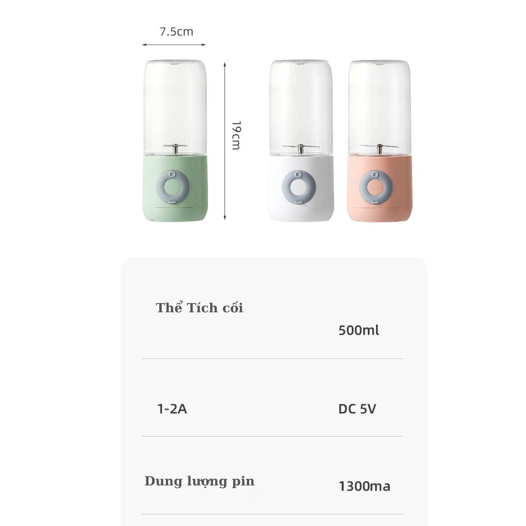 Máy xay sinh tố cầm tay mini đa năng, máy xay cầm tay Bảo Hành 12T Cốc Thủy Tinh 6 Lưỡi 3000mah - Tomato Store