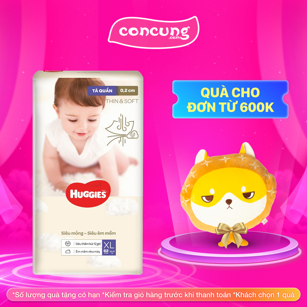 Bỉm tã quần Huggies Thin & Soft size XL 12-17kg 62 miếng