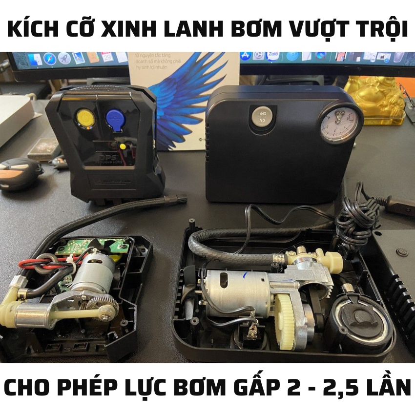Bơm lốp ô tô chính hãng nội địa Nhật, bơm điện Nhật DAIHATSU công suất bơm khoẻ 375KPA bảo hành 12 tháng