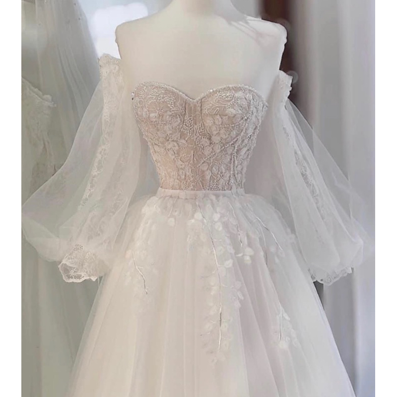 tay rời lưới phồng hoa ren