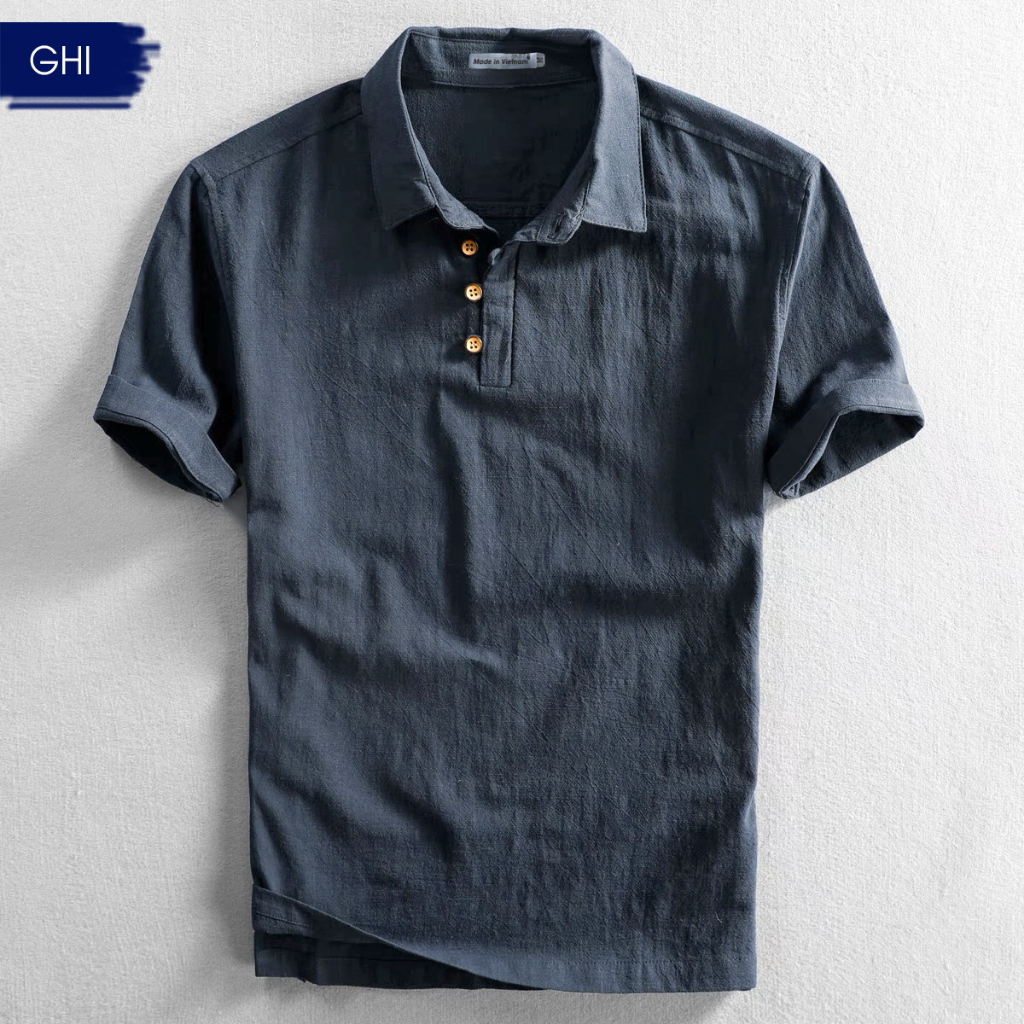 Áo Polo Nam Đũi Xước Nhật, Cúc Dây Cài Kiểu Tàu, 8 Màu Tùy Chọn