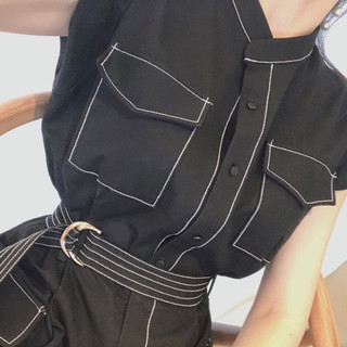 jumpsuit thắt eo cầu vai koreastyle