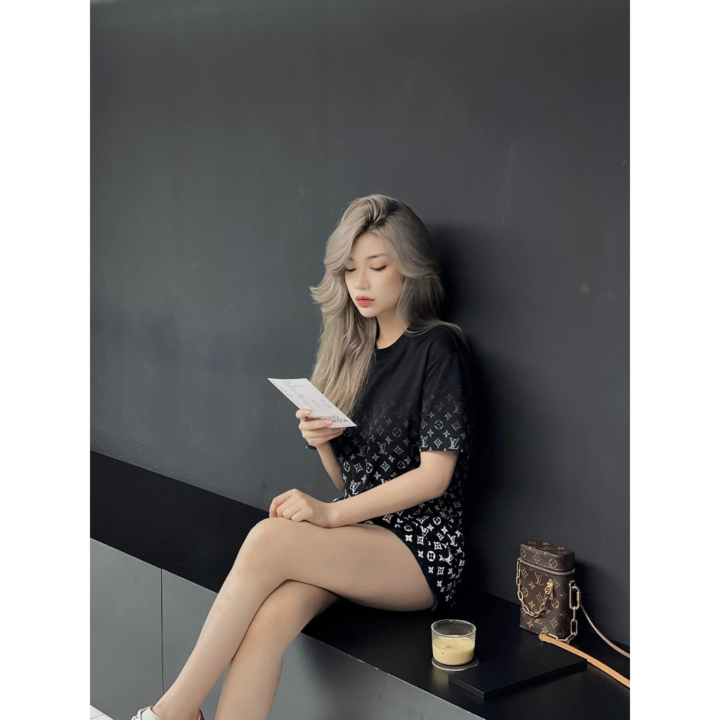 Áo thun lv nam nữ form rộng tay lỡ vải cotton organic phong cach street wear hàng quảng châu cao cấp Bestquality
