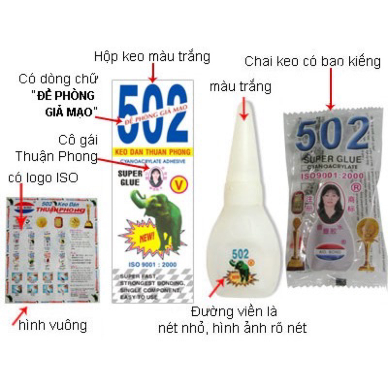 ( Lốc 10 chai ) Keo dán 502 Thuận Phong Chính Hãng - Mẫu Voi S
