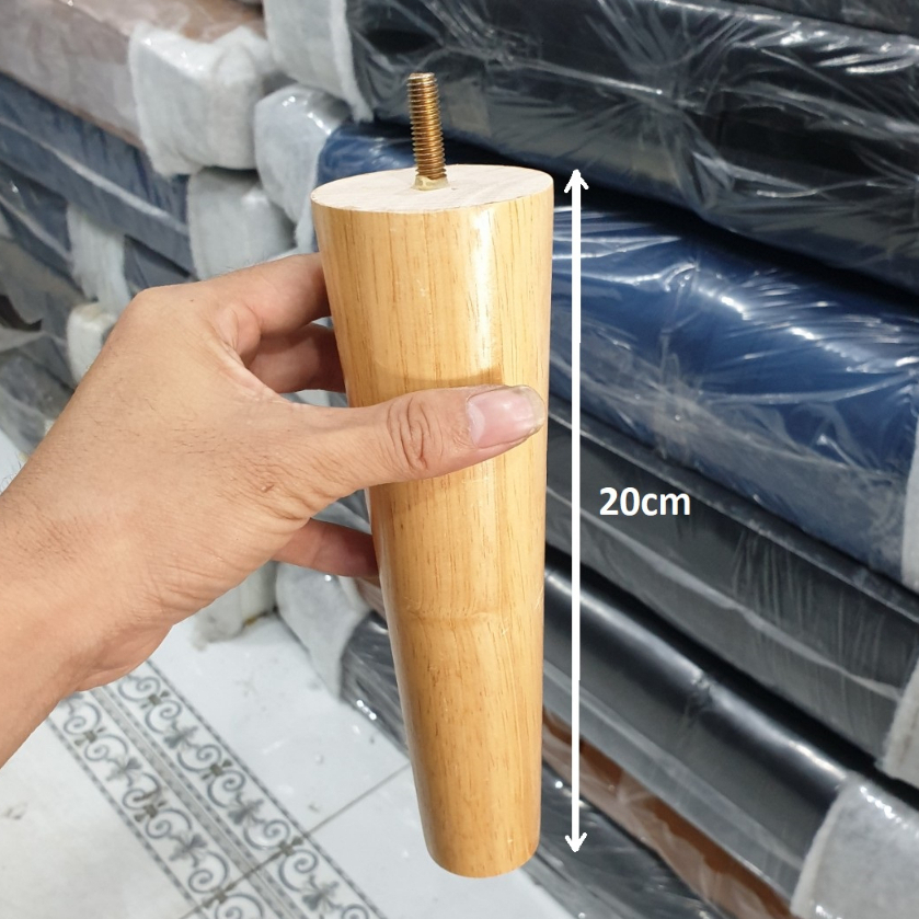 Chân Sofa Bed Gỗ Cao Su Có Ốc Cáy 15cm, 18cm, 20cm Sơn Màu Gỗ Sồi