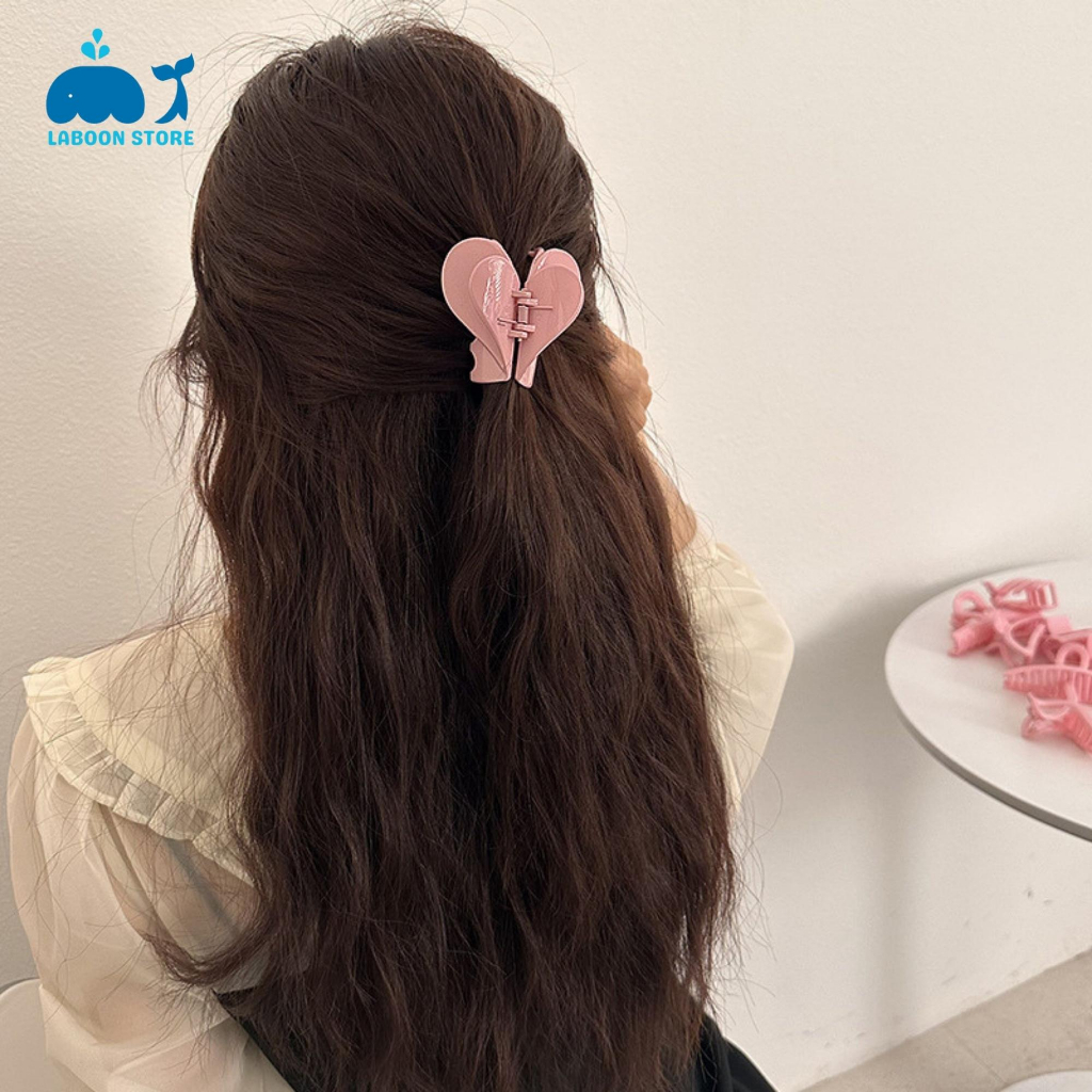Kẹp tóc nữ càng cua Laboon phụ kiện cặp tóc xinh nhựa nhám sweet pink