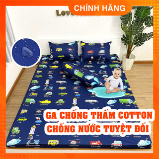 Ga chống thấm Cotton phủ Nano thương hiệu LoveMama họa tiết ô tô