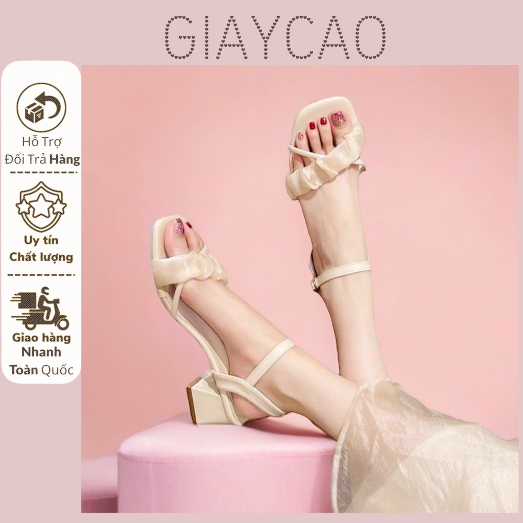 Giày sandal quai voan nhún cực xinh 4.5cm - B403