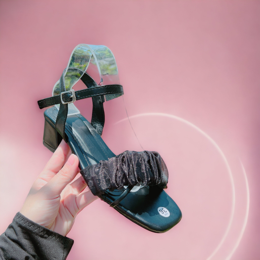 Giày sandal quai voan nhún cực xinh 4.5cm - B403