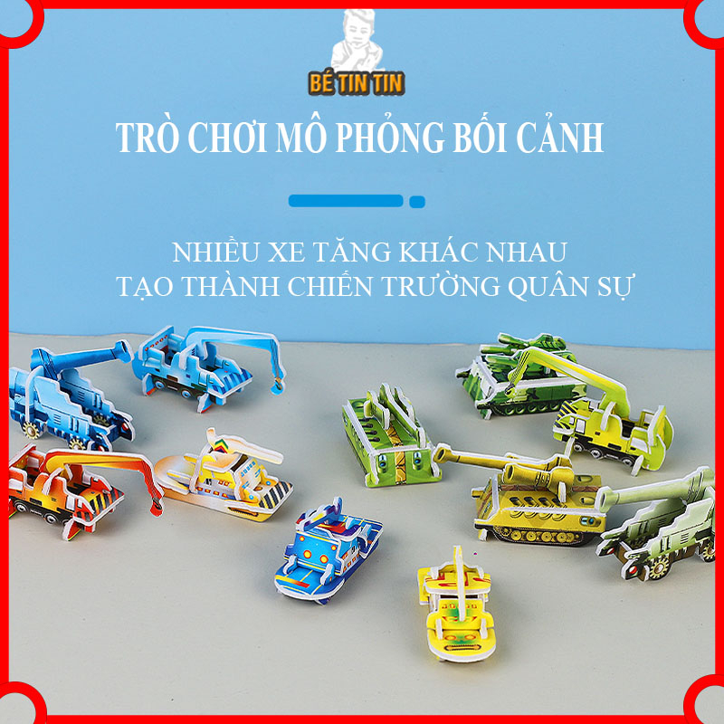 Combo Đồ Chơi Lắp Ghép Mô Hình Giấy 3D Xe Tăng, Tàu Chiến Cho Bé (Giao ngẫu nhiên 1 miếng)
